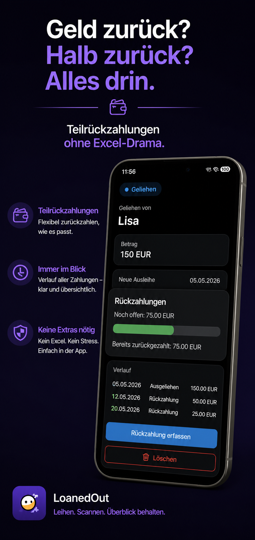 Teilrückzahlungen erfassen