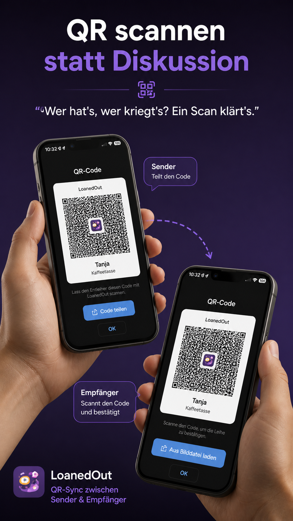 Leihe per QR-Code teilen